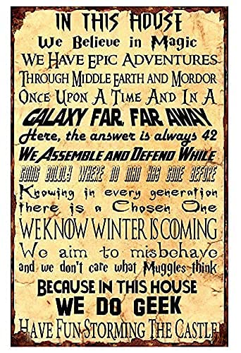 CWWAN In This House We Do Geek Magic Poster, Vintage Retro Metal Poster Wall Decoration Home Office Bar Garage Cafe Hotel Men's Cave Club Tin Sign 8x12 Inch, Multi
