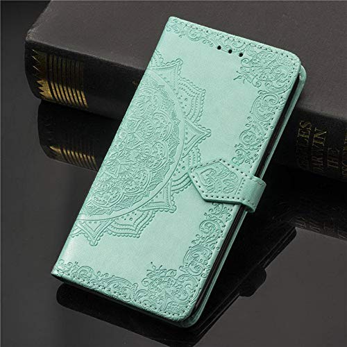 Image of ClickCase Queen Series for iPhone 15 Plus Leather Flower Embossing Wallet Flip case Magnetic Closure Flip Cover for iPhone 15 Plus (Sea Green)