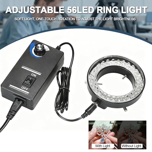 Image of Jewelry Microscope with Handle, 7X-45X Magnification with Multi-Directional Spring Stand, 0.5X Barlow Lens, Jewelers Microscope for Jewelry Engraving Setting Making