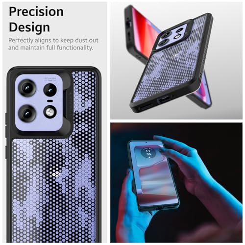 Image of KAPAVER Dazzle Series Back Cover Case for Motorola Edge 50 Pro (TPU+PC) (Honeycomb-Black)