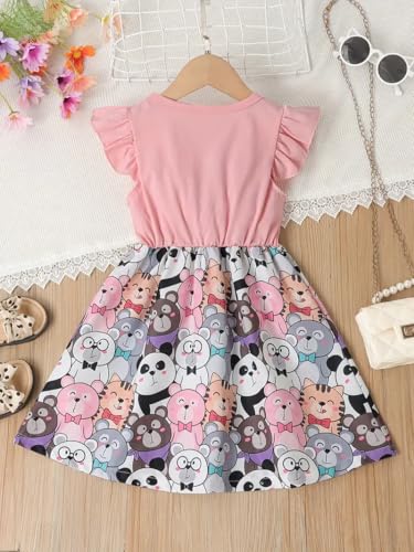 Image of Buy & Try Lycra Panda Printed Girls Frock Dress| Short Sleeve Frock for Kids.