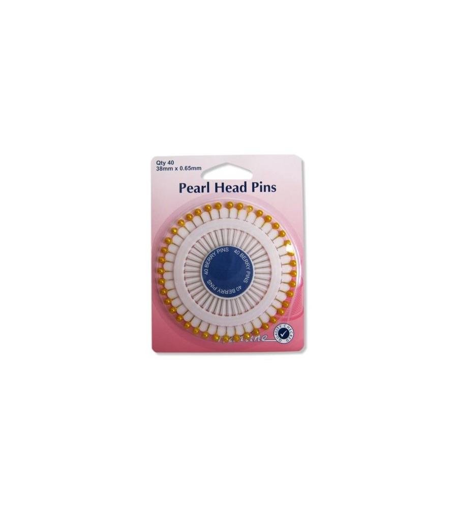 Hemline 38mm Pearl Head Pins - 40pcs H669.G