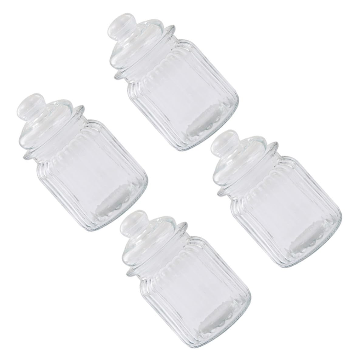 4 Stück 230 Ml Glasaufbewahrungsbehälter mit Deckel Hohe Festigkeit und Feine Verarbeitung für Küche und Zuhause zur Aufbewahrung von Kaffee und Marmelade
