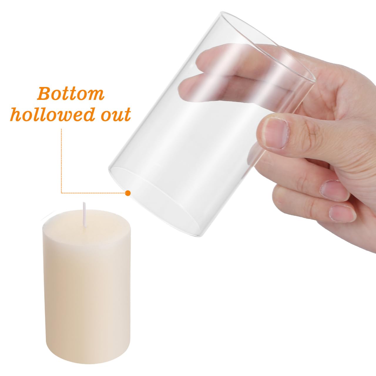 Ciieeo Lot de 4 abat-jours cylindriques en verre transparent à extrémité ouverte pour cire parfumée