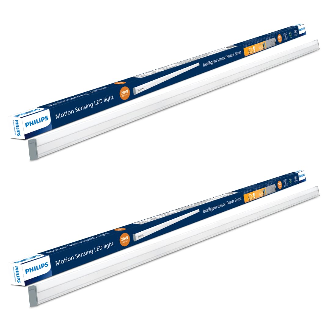 PHILIPS Motion Sensing 20W Tubelight | 4-ft Tubelight for Home and Comercial Places with Stepless Dimming Feature | Colour : Cool Day Light, Pack of 2