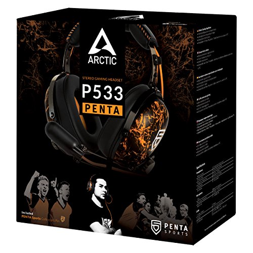 ARCTIC P533 Penta – Cuffie Da Gioco Oltre l'Orecchio | Gaming Headset Over-Ear | Microfono a Braccio Con Controllo Volume | Jack da 3,5mm | Arancione