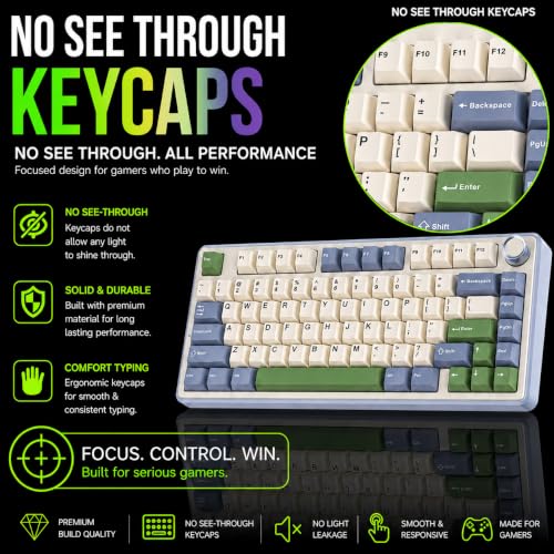 Image of AULA F75 75% Wireless Mechanical Keyboard | Hot Swappable | Pre-lubed Linear Switches | RGB Backlit | 2.4GHz /Type-C /Bluetooth Gaming Keyboard (Cedar Green, Ice Vein Switch)