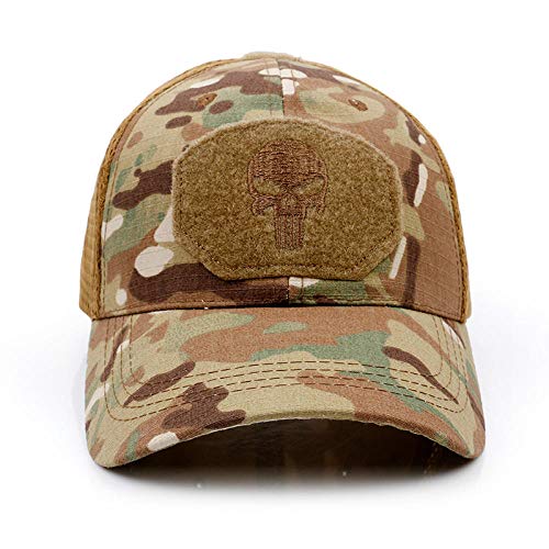 WQZYY&ASDCD Cappello Donna Uomo Punisher Skull Berretto da Baseball Tactical Summer Sunscreen Hat Camouflage Military Army Camo Airsoft Hunting Camping Fishing-Black