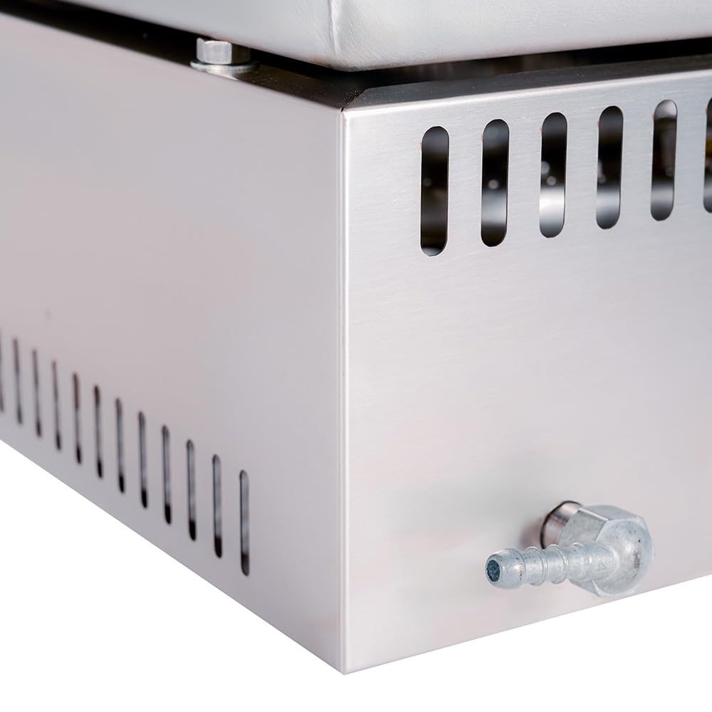 Cleiton® Plancha Industrial de Acero Inoxidable a Gas 50 cm Sobremesa Grosor de la Placa 4 mm para un Rápido Calentamiento con Termopar CE | Potencia 3 kW | Bares y Restaurantes