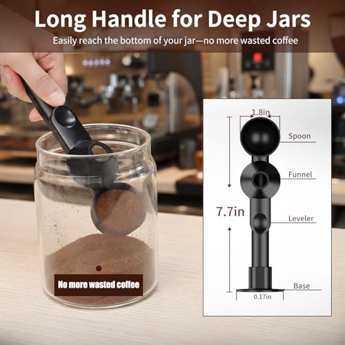 Image of 2 Pcs Coffee Scoop with Funnel for Reusable K Cup, 2 TBSP Measuring Spoon | Mess-Free Funnel Design, Sliding Leveler for Precise 2 TBSP, Long Handle for Ground Coffee, Protein Powder & Tea