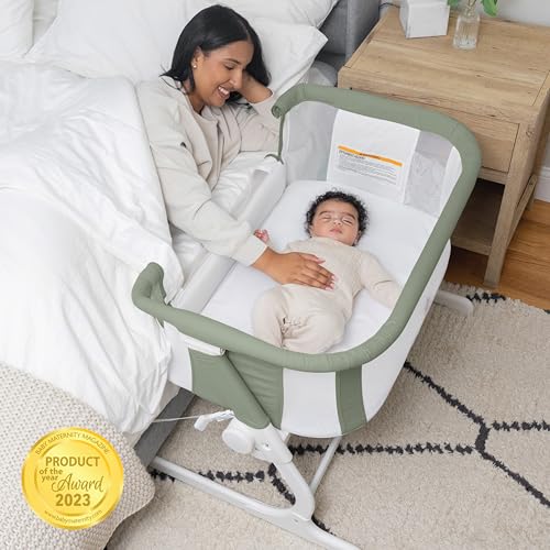 Image of Baby Delight Beside Me Dreamer Bassinet | Bedside Sleeper & Baby Bassinet | 8-Position Height Adjustment | 100% GOTS Certified Organic Cotton Fabric | Organic Sage