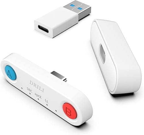 DRILI Adaptador Bluetooth para SwitchLite, equipado con micrófono de 0.138in, compatible con conexiones duales, compatible con SwitchLite, PS4, PC,
