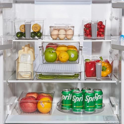 Image of vacane Clear Lazy Susan Organizer, Non-Skid Plastic 11 inch Lazy Susan Turntable for Cabinet Rotating Pantry Lazy Susan Cabinet Organizer, Storage Containers for Kitchen, Refrigerator Countertop