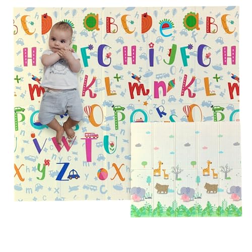 MPZONLINE, Alfombra Infantil Plegable 200 x 180 cm, Suelo para Bebes Acolchado, 1 cm de Grosor, 2 Caras, Impermeable y Lavable (Modelo 2)
