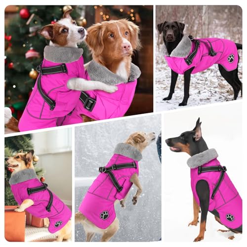 Doglay Dog Coat with Harness, Reflective Warm Dog Jacket Waterproof Puppy Winter Coat for Cold Weather, Adjustable Fleece Jacket for Small Medium Large Dogs - Image 7