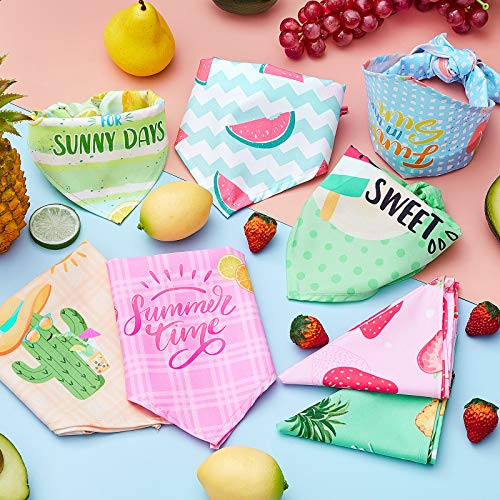 8 Pieces Summer Fruit Dog Bandanas Hawaii Pet Triangle Bibs Washable Dog Scarf Adjustable Pineapple Scarf Strawberry Bib Watermelon Bandana Lemon Dog Bandana For Pet Costume Supply #TOP3