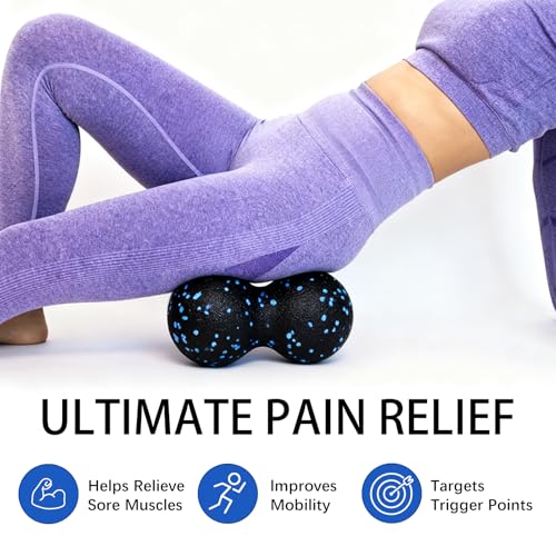 XxinXrong Faszienball Set, 2er Set Massagebälle, Trigger Point Release Lacrosse Ball, Faszienball für Füße, Massageball Faszien Ball, Faszienbälle für Faszientraining Durchführen,Einzelball+Doppelball