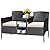 Devoko Outdoor Patio Loveseat Modern Rattan 2-Seat Patio Conversation Set with Cushions & Built-in Coffee Table Porch Furniture for Garden Lawn Backyard (Beige)