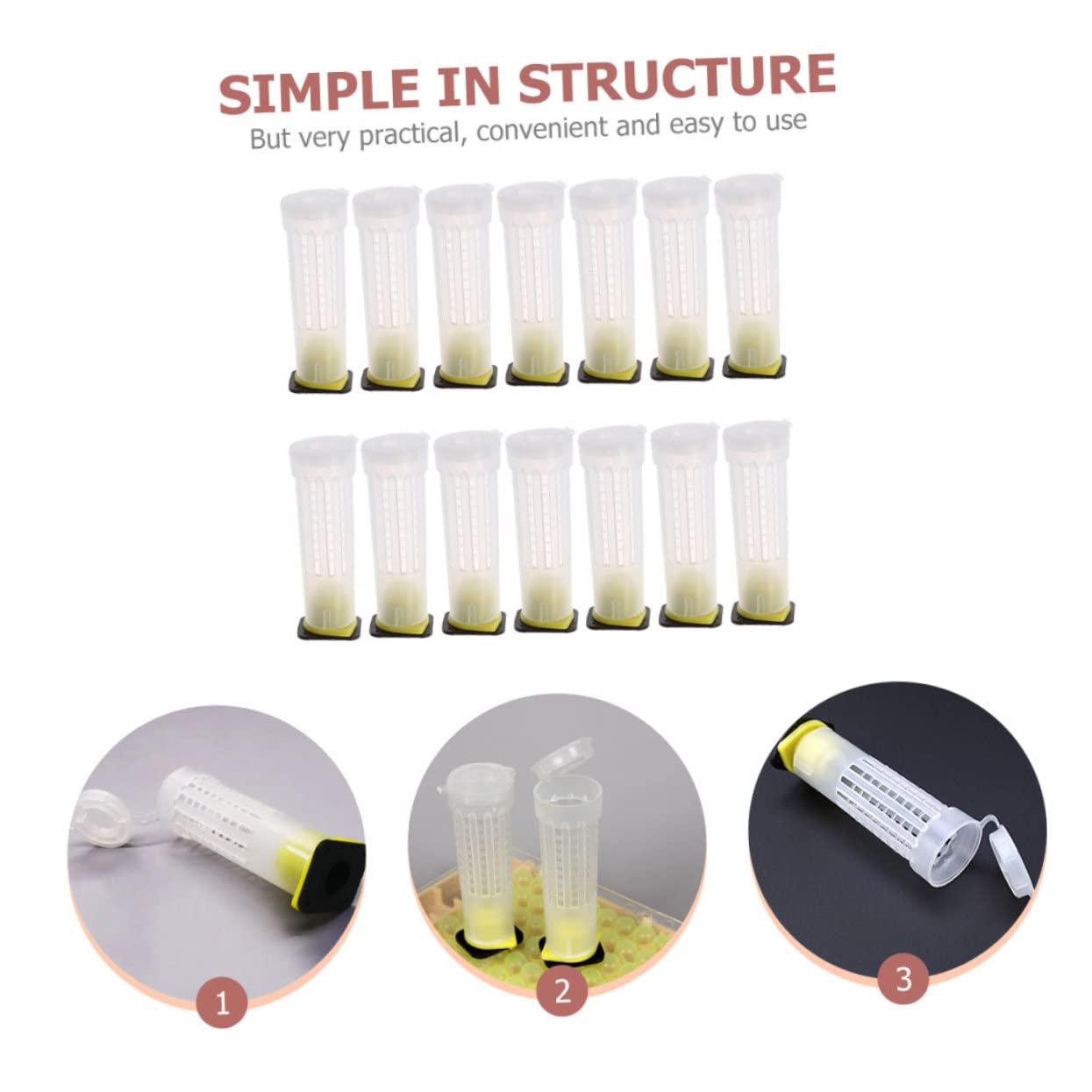 UPKOCH 20 Stück Bienenköniginnenkäfig Imkerwerkzeug für die Bienenzucht, Professioneller Königinnenzucht Schutzkäfig und Bienentransport, Langlebiges Imkereibedarf Zubehör, 7,8 x 2,6 cm