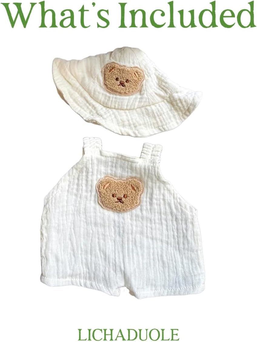 9-12"/30cm Doll Clothes for Medium Bashful Bunny 28cm Bartholomew Bear Teddy Bear Outfit: 2-Piece Romper + Bonnet（NO Doll）