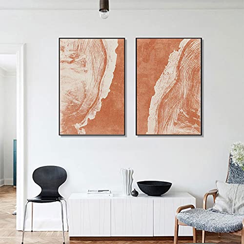 Poster Abstrait Orange pour Grand Mur de Salon Bohème | Duo d'Impressions sur Toile 70x100cm
