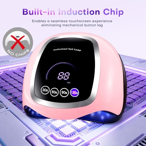 Image of UV Nail Lamp, 180W LED Nail Dryer for Gel Polish, Touch Screen, 42 Beads