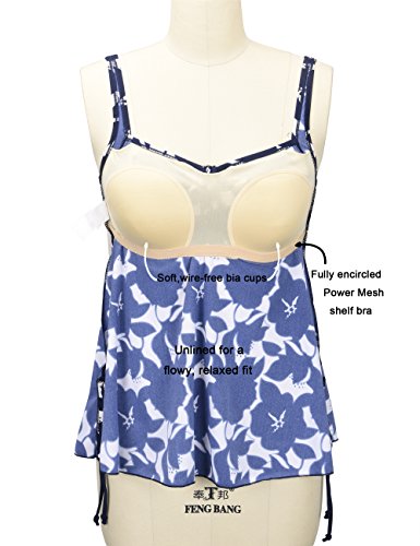 Image of Septangle Women's Tankini Swimsuit Two Pieces Set Ruffle Swimwear Bathingsuit with Boyshort