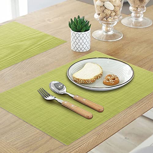 homEdge PVC Placemat, 4 PCS of Non-Slip Heat Resistant Place Mats, Washable Vinyl Placemats, Set of 4 -Green - Image 2