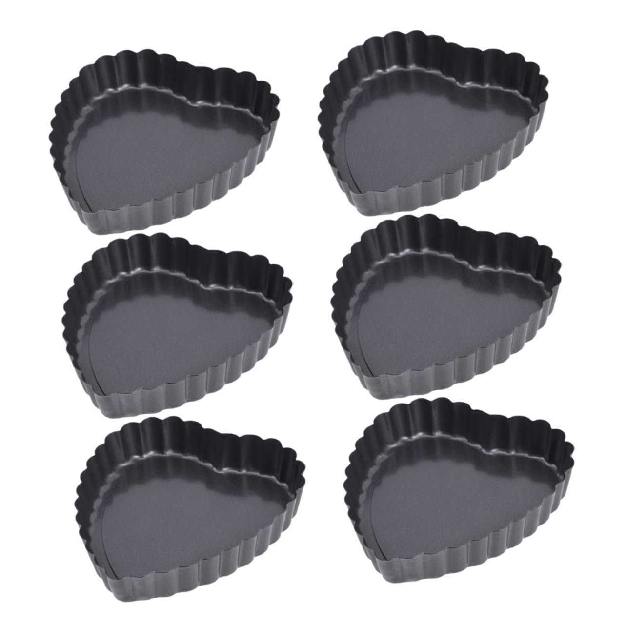 IMIKEYA Mini Tortiere Cuore con Fondo Removibile e Rivestimento Antiaderente Design Elegante a Onde Set 6 Pezzi in Acciaio al Carbonio per Cucina e Dolci Fatti in Casa