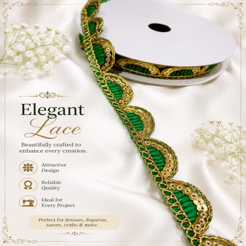 Image of Designer Golden Wave Lace Border for Blouse Saree Dupatta Lehenga Craft Decoration and Ethnic Sewing Accessories (RM-LACE49-6)