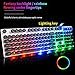 immagine 4Vvciic Retro Tastiera retroilluminata Set di Mouse USB Sospensione cablata combinata per PC Gamer, Rainbow Cool Gamer e Kit Bianco