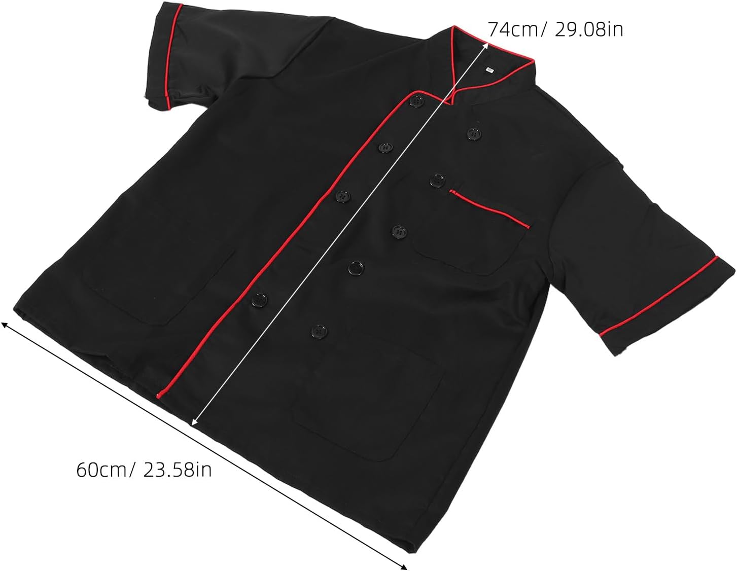 Chef Coat - Lightweight Chef Jacket - Black Cooker Coat with Short Sleeve & Pocket for Women Men - Cooker Uniforms for Kitchen Restaurant & Bakery, XL
