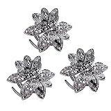 MOTZU 3 Pack Mini Jaw Clips, 1.5 inch Metal Crystal Hair Claws, Non-Slip Flower Barrette, Vintage Me