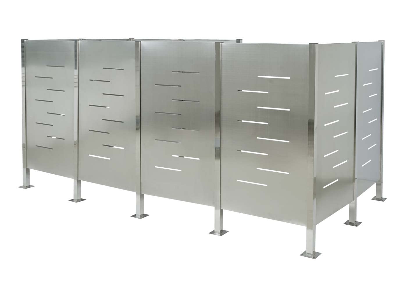 Recinzione fendivista bidoni box spazzatura rifiuti HWC-J55 166x326x151cm acciaio inox