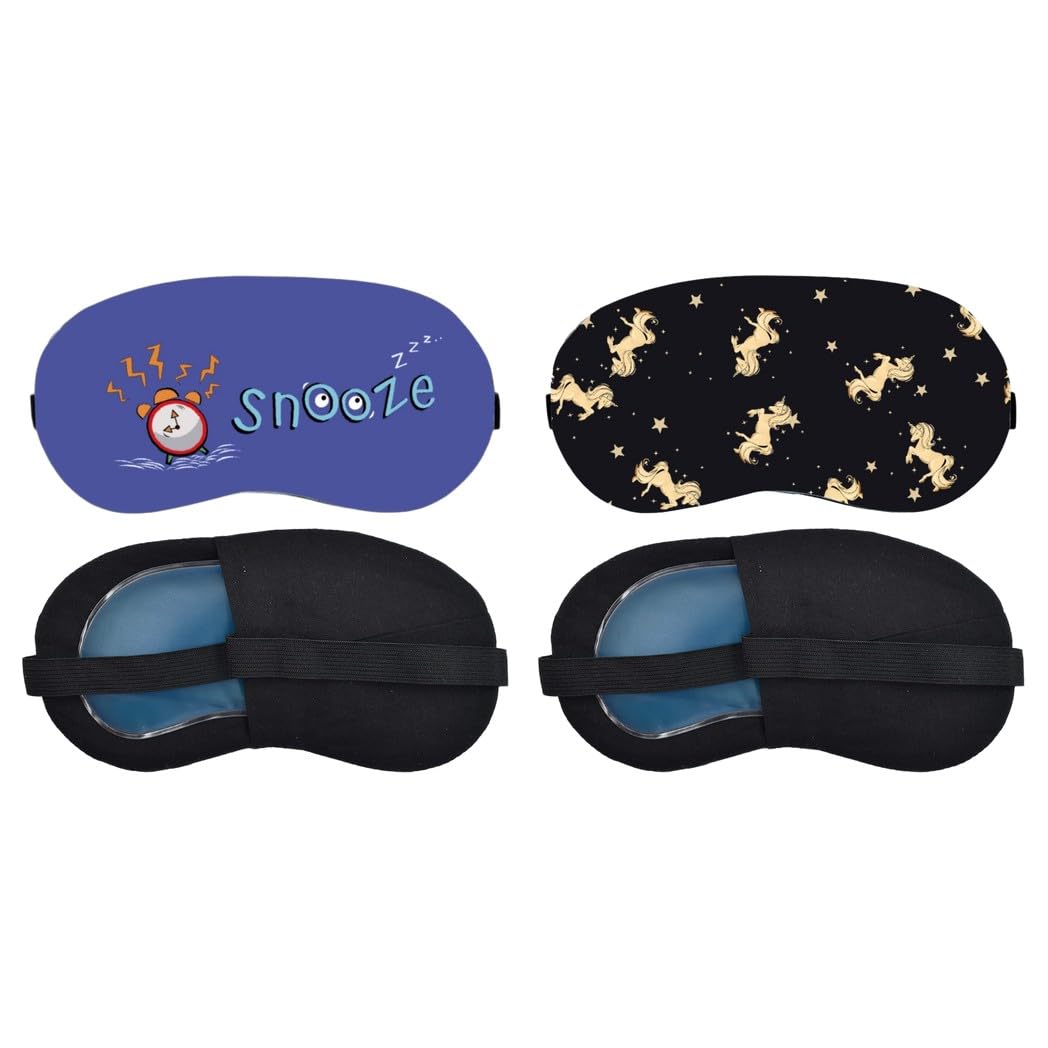 Aoxeria Snooze Alarm, Golden Unicorn Constellation Sleeping Mask Combo, Soft Comfortable Light-Blocking Eye Cover for Women, Men & Kids, Reusable Blindfold for Night Sleep, Nap, Travel (Pack of 2)-image-30