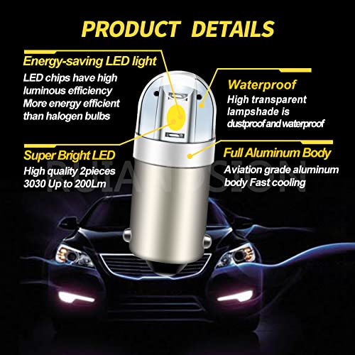 Ruiandsion BA9S LED Blanco 6V 4-Pack para Autos miniatura 2