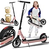 GLDDFDG Big Wheels Kick Scooter Pro for Kids 8 Years Old, Teens & Adults, Height Adjustable Levels, 200mm Big Wheel Folding Scooter Teens, for Riders up to 330 lbs, with Double Braking System,A4