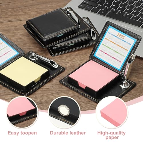 Mini boîtier de bureau en cuir rose avec porte-stylo, une idée cadeau utile