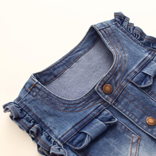 Mud Kingdom Denim Vest for Little Girls Button-Down Sleeveless Outerwear Lapel Retro Ripped2
