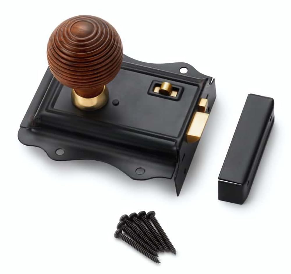 Ab Hardware Black Brass Olde Victorian Rim Lock Rosewood Polished Brass Beehive Door Knobs