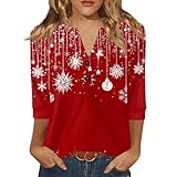 QJDFLL Weihnachts Damen Kleider Shirts & blusen Tshirt Herren weihnachtsbekleidung Blouses for Women Shirt Weihnachten Bekleidung Festliche Bluse weihnachtskostüm lustig Familien(Rot,L)