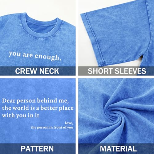 Image of Dear Person Behind Me Shirt You are Enough Tshirts for Men Oversized Inspirational Positive Tees Vintage Graphic Tops