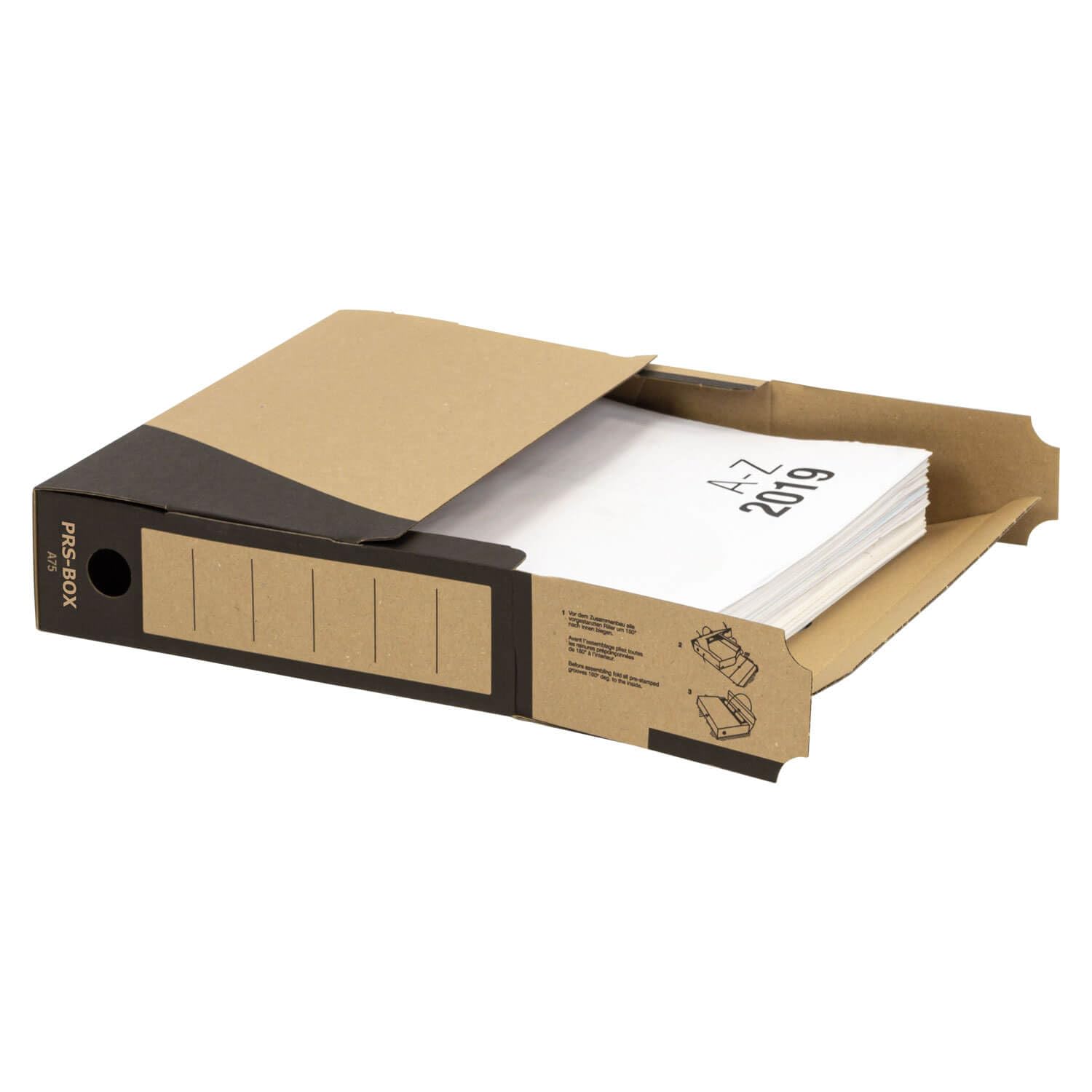 PRS Archivbox A75 natur, Rückenbreite 75mm, 20 Stück | Ablagebox, Archivcontainer, Dokumentenarchiv, ident zur PRESSEL Archivbox