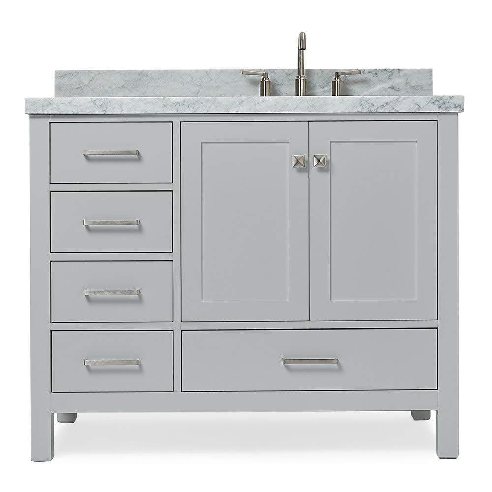 Buy ARIEL 43" Inch Grey Bathroom Vanity w/ 1.5" Edge Italian Carrara