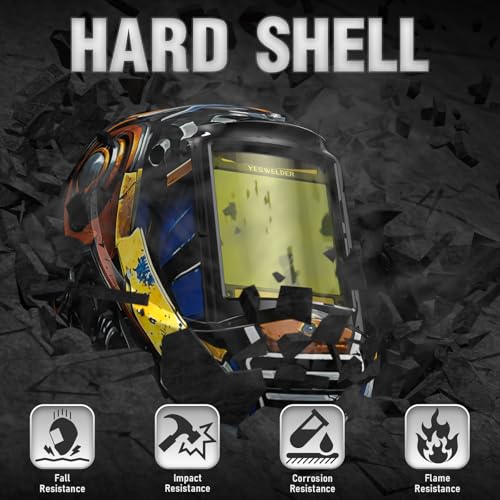 Image of YESWELDER Large View Auto Darkening Welding Helmet, Blue Light Blocking, 1 /1 /1 /1 True Color Solar Powered Welder Hood Mask with 4 Arc Sensors, Wide Shade 3 /5-9 /9-13 for TIG MIG ARC Cut and Grind
