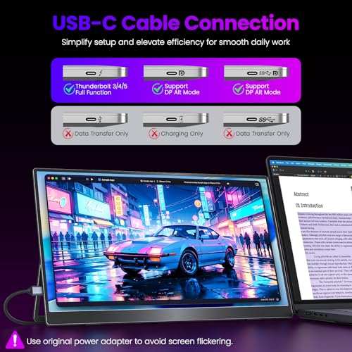 Image of Upperizon Portable Monitor 15.6 inch 4K UHD 3840X2160 145% sRGB IPS HDR HDMI USB-C Travel Monitor for Laptop MacBook PC Surface PS5 Xbox, External Display with Kickstand & Speakers, VESA Compatible