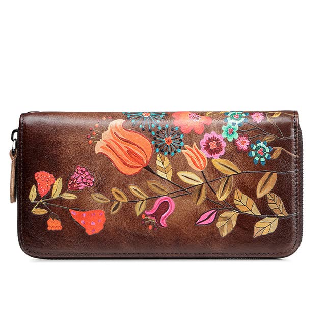 HORIALENCE Vintage Geldbörse Damen - Retro Clutch Mit Rosenmuster Schwarz Canvas