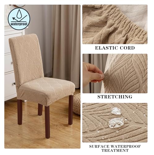 Housse de chaise salle à manger extensible lot de 6 moderne kaki - 4