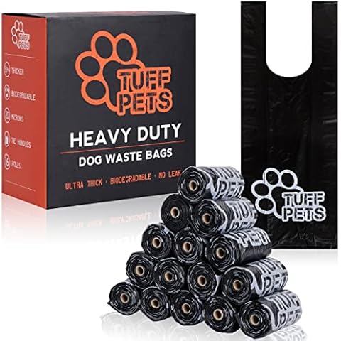 Tuff Pets 50% Stärkere Hundekotbeutel Biologisch Abbaubar mit Henkel - Kompostierbare Kotbeutel für Hunde aus Maisstärke - Extra Dicke Hundetüten mit Griff - 16 Rollen für Kotbeutelspender Cover