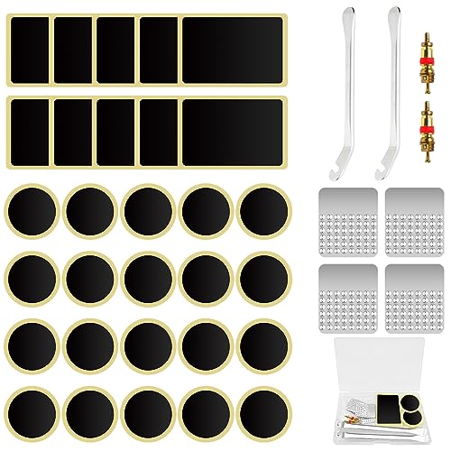 Bohoray Parches Bicicleta, 38 Piezas Kit de Reparación de Pinchazos de Neumáticos de Bicicleta con 30 Parches Autoadhesivos para Neumáticos para Bicicletas de Carretera, de Montaña o de Paseo